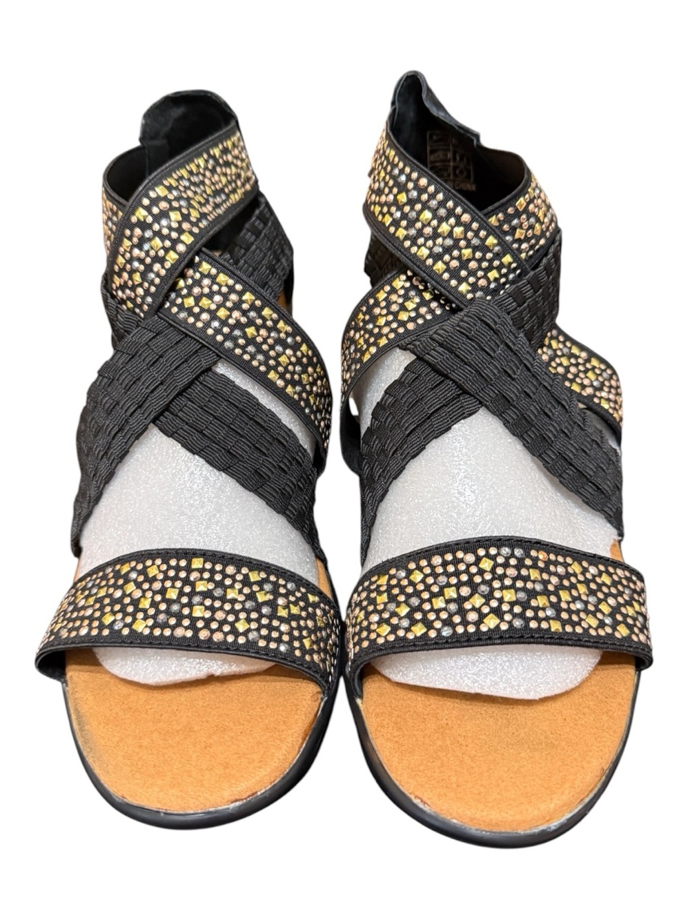 Bernie Mev Luscious Wedge Sandals Black Studs EU 37 / US 7 NIB